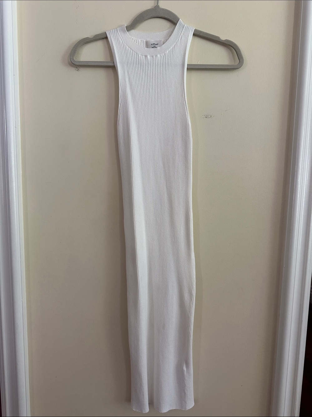 Wilfred Cream high neck bodycon Midi Dress